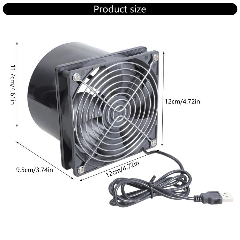 High Efficiency 12cm Duct Ventilation Exhaust Fan with USB Cable for 3D Printer Enclosure Cooling and Dust Removal