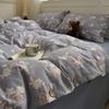 Washed Cotton Linen Floral Button Style Bedding Set (3-Piece)