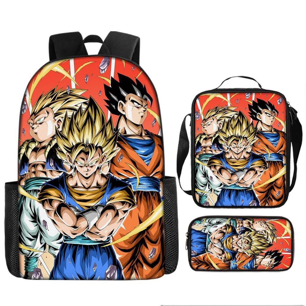 Dragon Ball Backpack Cross-border Trend Backpack Retro School Bag Dragon Ball Cartoon Three-piece Set
