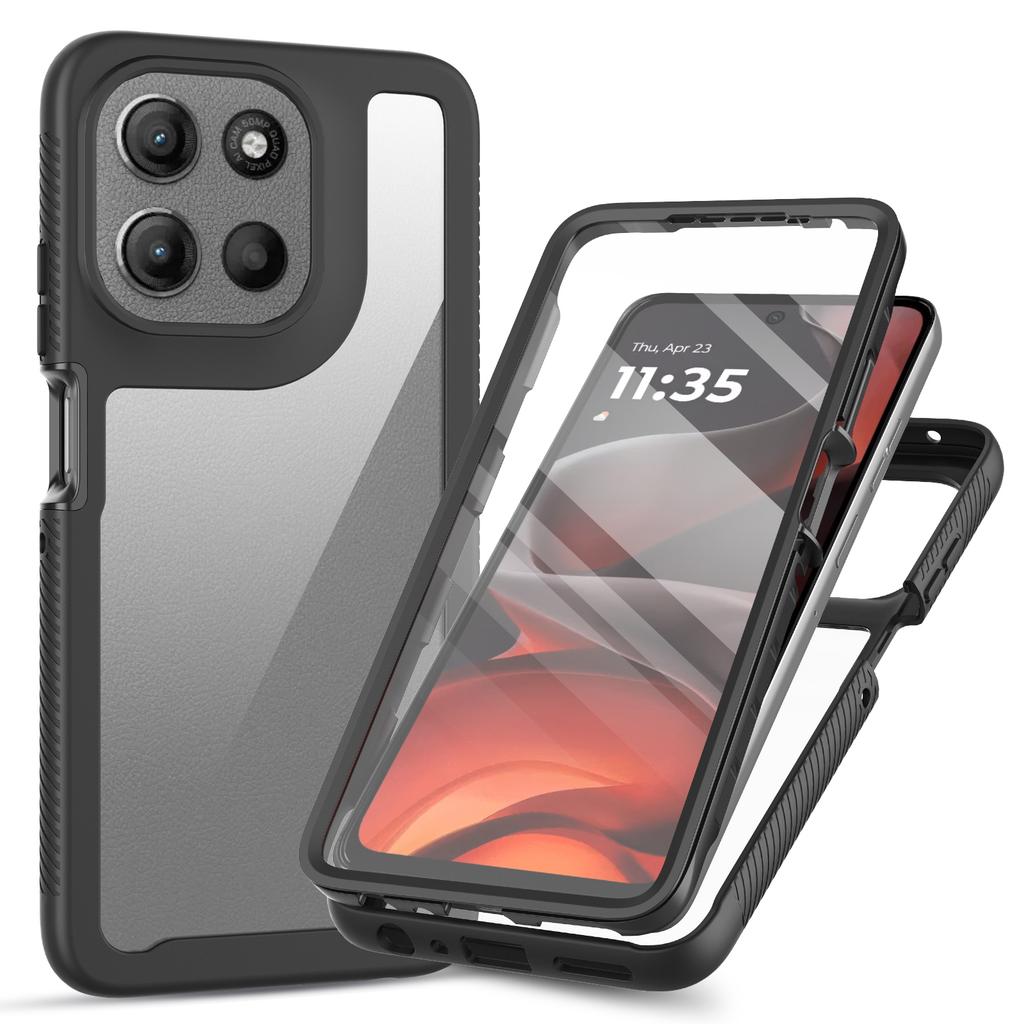 Clear Case for Motorola Moto G56 5G PC+TPU Phone Back Cover with PET Screen Film