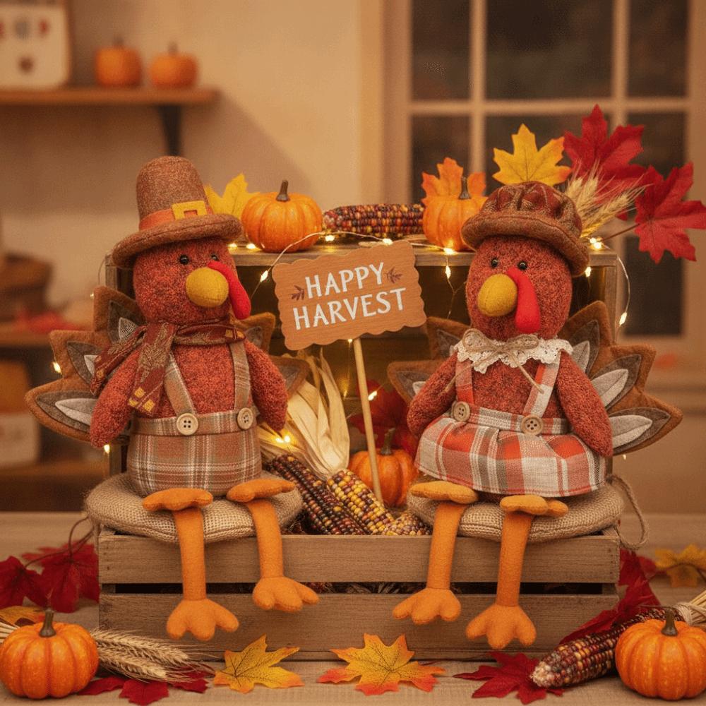 Funny Thanksgiving Plush Turkey Doll Creative Stuffed Turkey Toy Harvest Festival Decor