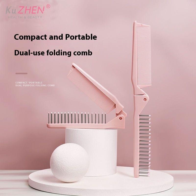 1PC Dual Function Foldable Travel Comb Anti-Static Curly Hair Tool Soft Teeth Detangling Portable For Girl Hair Styling Supplies