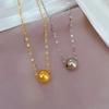 Lucky Bead Furnace Real Gold Cold Necklace Female Collarbone Chain With Jewelry