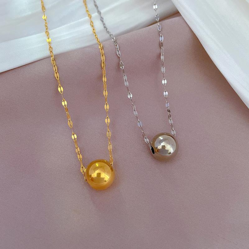 Lucky Bead Furnace Real Gold Cold Necklace Female Collarbone Chain With Jewelry