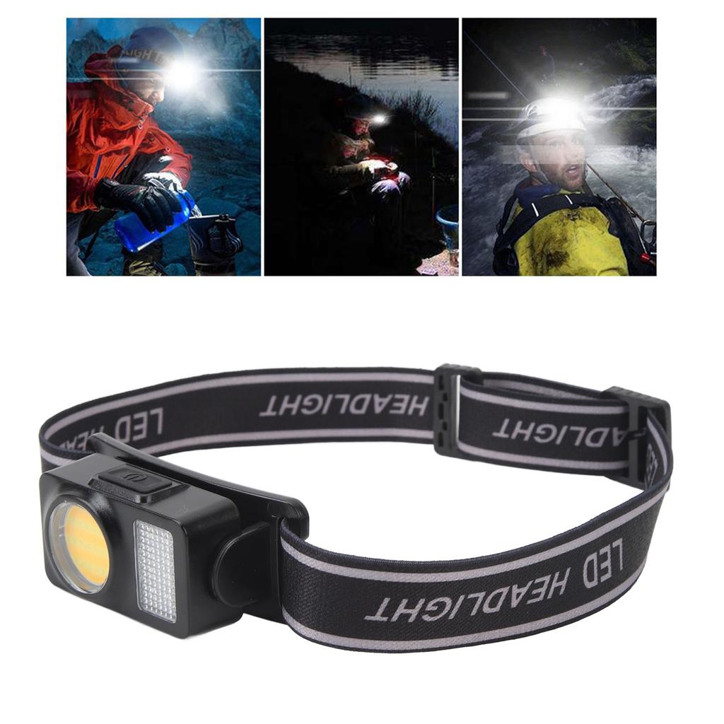 Headlamp Flashlight COB LED High Brightness Adjustable Angle Headlight for Camping Running Cycling F