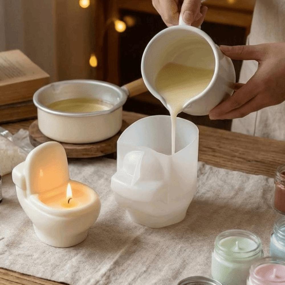 3D Toilet Shape Silicone Toilet Mold Handmade Heat Resistant Toilet Storage Mold Non-Stick Flexible DIY Craft Mold Aromatherapy