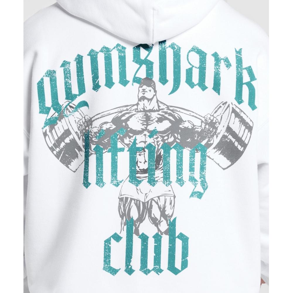 Gymshark Lifting Club Hoodie White Artificial Teal A1c8c Wc65