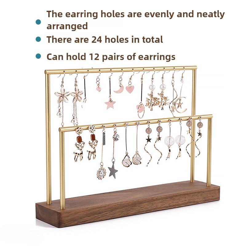 Multiple Jewelry Display Rack Solid Wood Eardrop Storage Stand Earrings Trinket Showcase Hanger Desktop Jewellery Displays Shelf