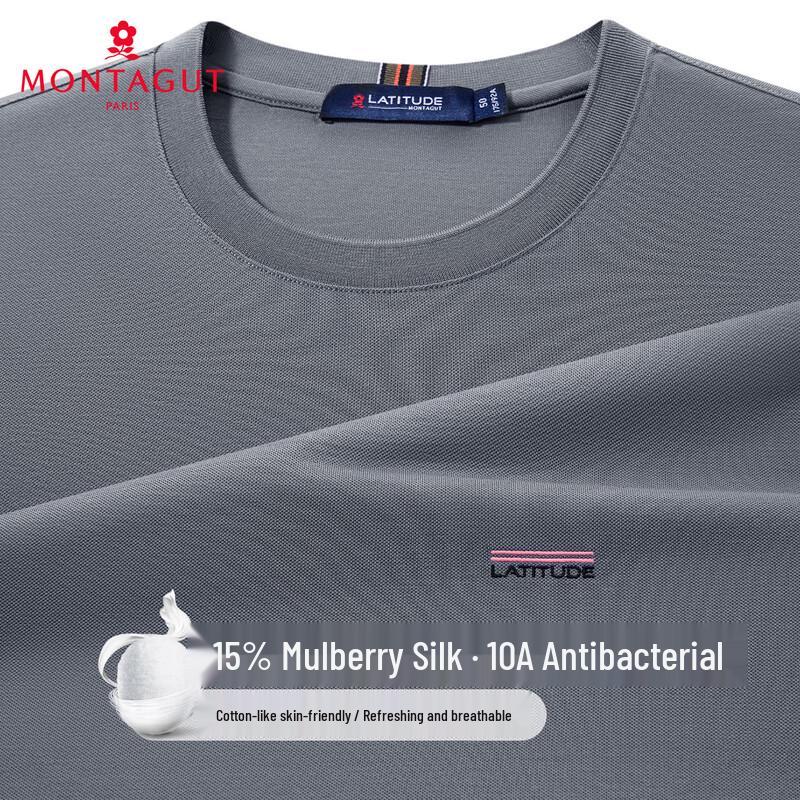 

MONTAGUT Men s 10A Antibacterial Short-Sleeve T-Shirt with Silk Blend XL