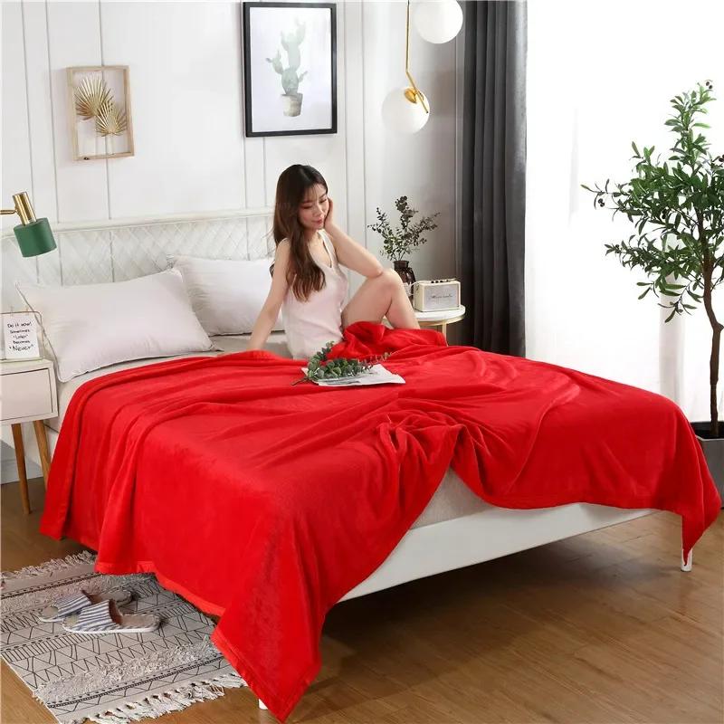 Modern Minimalist Solid Color Coral Fleece Blanket Four Season Universal Thick Warm Air Conditioning Nap And Leisure Blanket