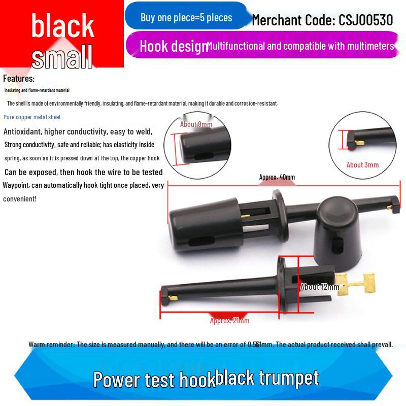 Large Hook-Type Multimeter Test Clip for Power Testing