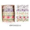 Spring Floral Washi Tape Set - 5 Rolls for Romantic Journals and Collages