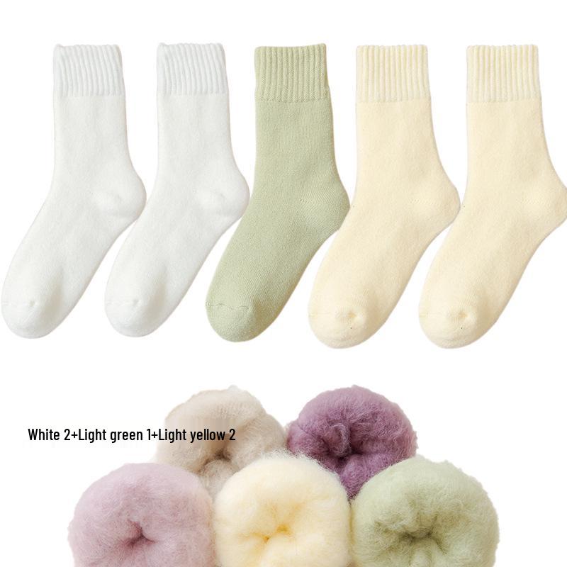 Dámské fleecové ponožky střední délky Zhuji - Silný samet, teplé a pohodlné na podzim/zimu, ideální na spaní nebo lenošení