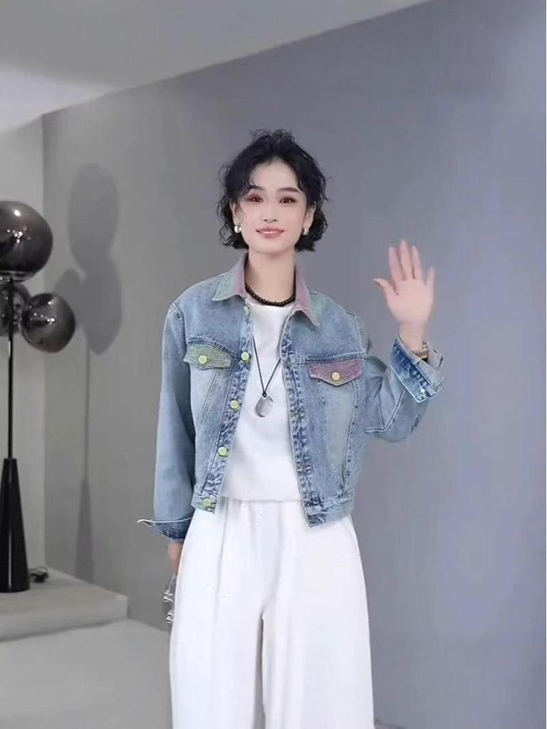 Chic Retro Denim Jacket for Petite Women - 2025 Spring Collection