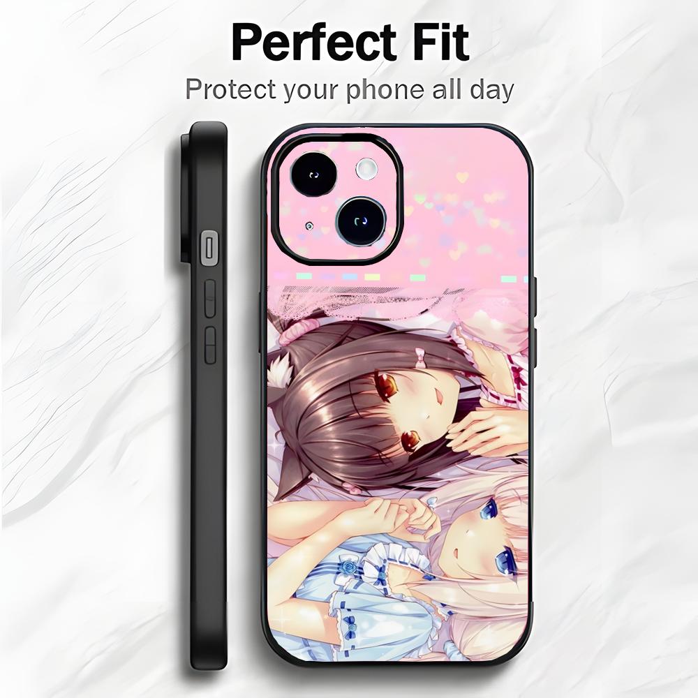 Custodia per Telefono Kawaii Giapponese Anime N-Nekopara Custodia per Telefono Confezione Morbida Leggera Per iPhone17 16 15 14 13ProMax