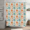 Vintage Pattern Shower Curtain Flower Print Bathroom Decor with Metal Rod Set for Home Decoration