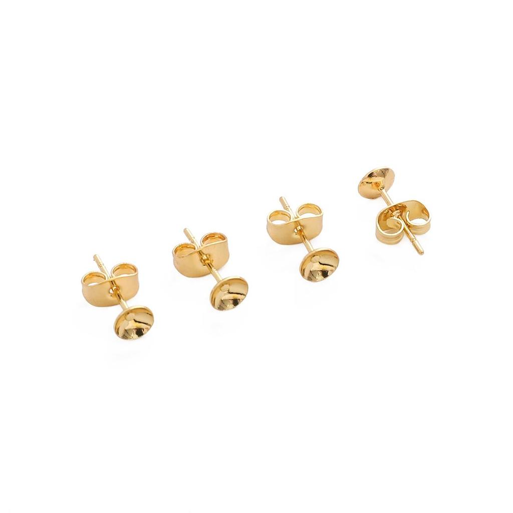2Pcs Copper Bowl Shaped Imitation Needle Earrings For DIY Jewelry Making Craft Accessories