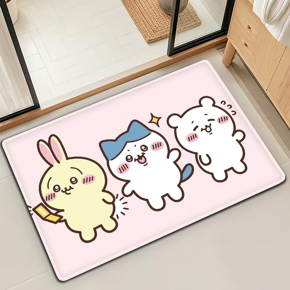 Cute Cartoon C-Chiika-waE Usagi Door Mat Bath Microfiber Decorative Versatile Flannel Floo Mat Quick Dry Absorbent Non-slip Sole