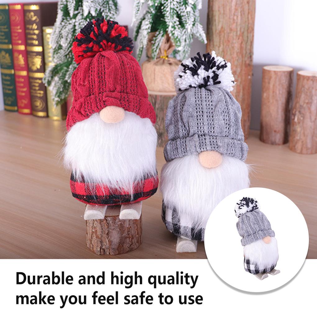 Christmas Gnome Doll Holiday Party Supplies Adorable Bright Color Skiing Faceless Dolls Tabletop Decoration Scene Layout Prop