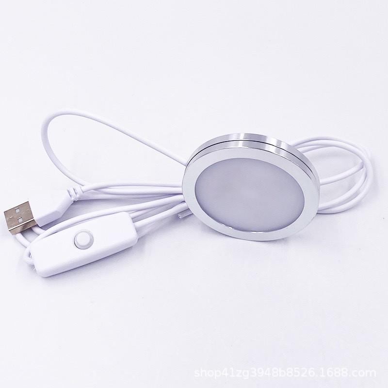 

USB Round Ultra Thin Aluminum Alloy Light Portable Rechargeable LED Lamp with Adjustable Brightness and Flexible Arm for Desk and Reading Use One Size
