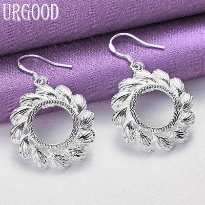 925 Sterling Silber runder geometrischer Tropfenohrring-Schmuck
