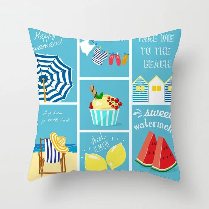 Lyxig Heminredning Kontorssittdyna Överdrag Kreativ Tecknad Vattenmelon Banan Tryck Mode Kuddfodral