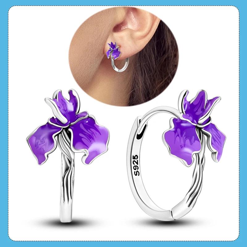 925 Sterling Silver Love Feather Moon Star Heart Earrings Fit Original Charms Hoop for Women Girls Stud Earring Jewelry Gifts