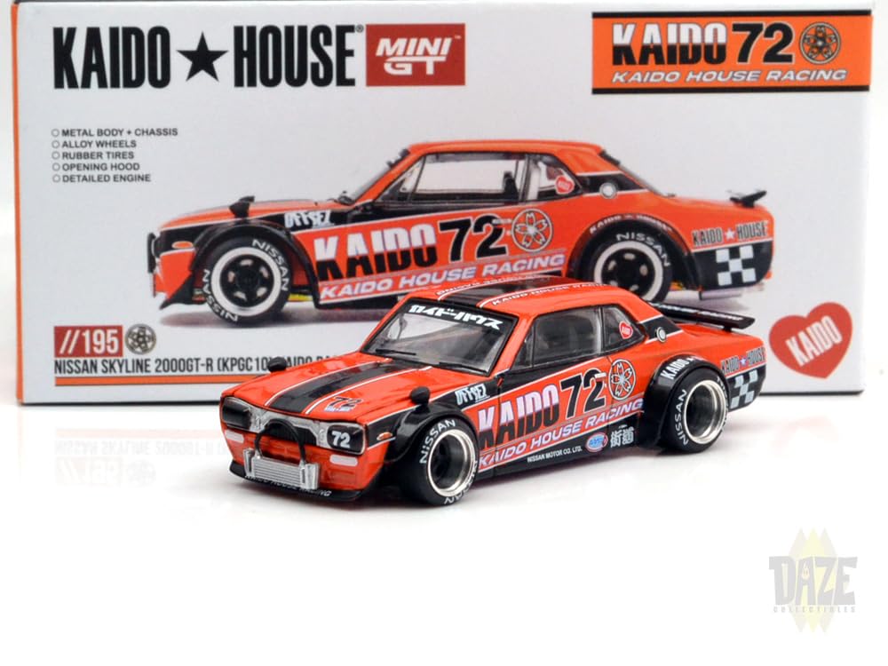 MINI GT Масштаб 1:64 KAIDO HOUSE - NISSAN SKYLINE 2000GT-R (KPGC10) KAIDO RACING V1 KHMG195 оранжевый