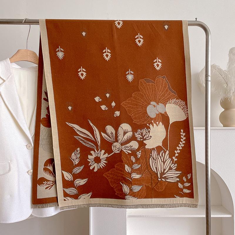 Imitation Cashmere Scarf Versatile Printed Warm Air Conditioner Shawl With High-End Fashion Scarf Women
