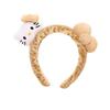 Leopard Print Bow Cat Plush Headband for Women - Cute Cartoon Face Washing & Makeup Hair Accessory
