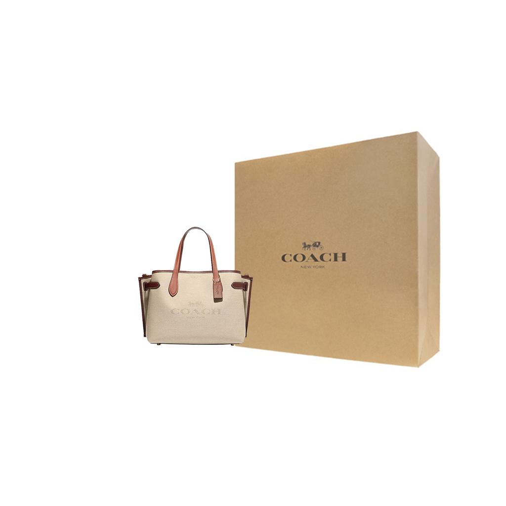 New COACH Carryall Fabric With Cow Leather Shoulder Bag, Crossbody Bag, Handbag Tubas Women's Beige CH189-IMNAM