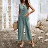 Women'S Overalls With Elegant Spring And Summer Temperament, Solid Color Sleeveless Camisole Vest, Short Jumpsuit Pants
