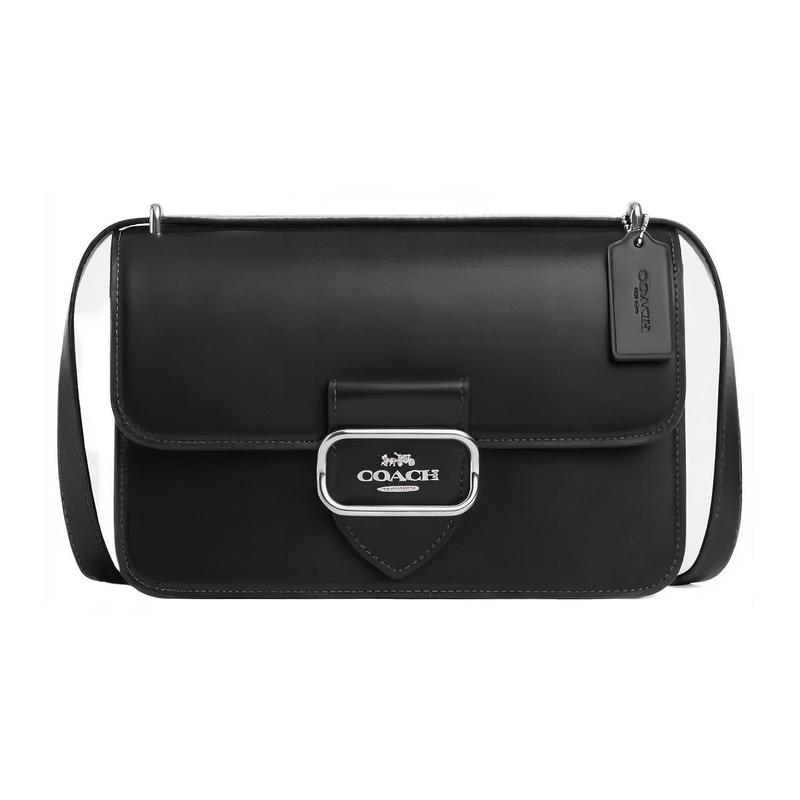 

COACH Morgan 26 Solid Color Snap Commuting Flip Nameplate Cowhide Crossbody Bag Medium Women s Black чорний