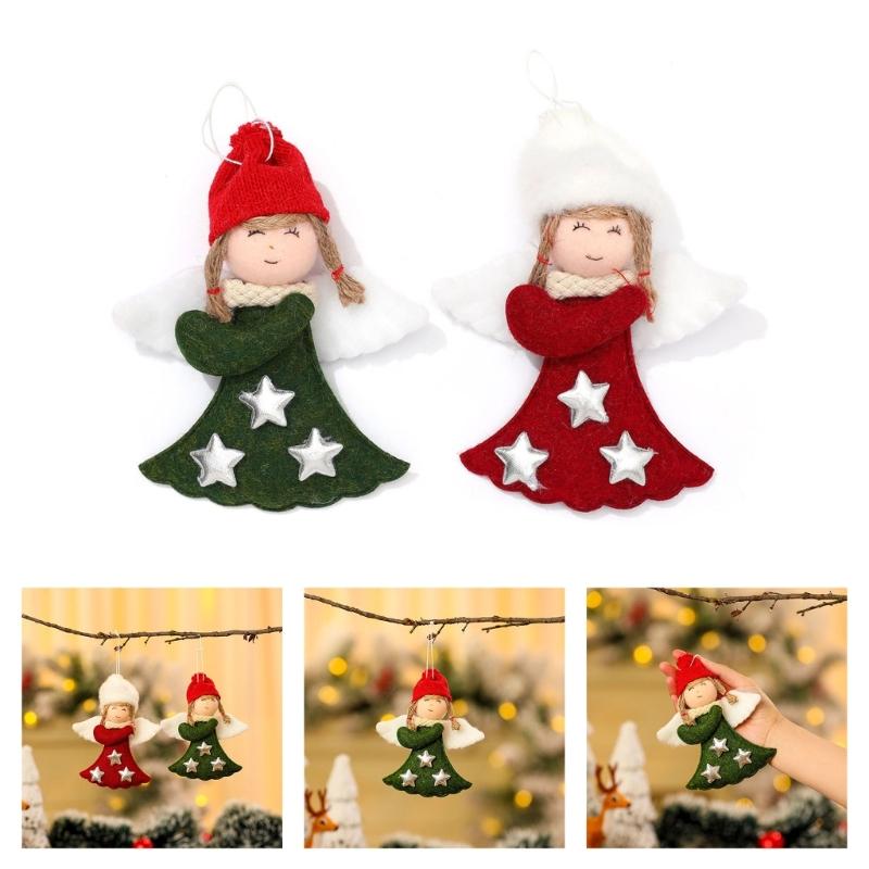 4Pcs Festival Angel Wing Ornaments For Christmas Tree Decoration Easy Hanging Design Polyester Holiday Decorations