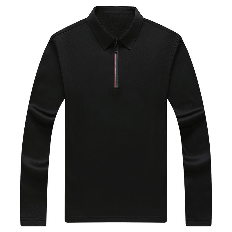 Men's Long Sleeve Half-Zip Polo Shirt - Casual Turn-Down Collar for Middle-Aged & Young