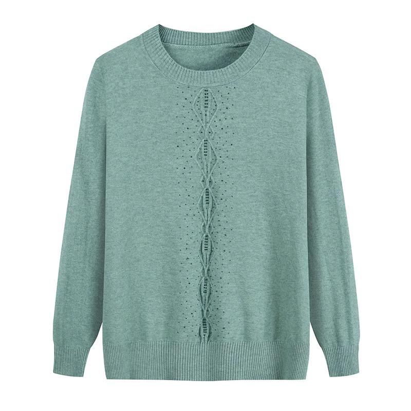 Women's Autumn/Winter Semi-High Neck Top: New Elastic Solid Color Sweater for Middle-Aged and Elderly