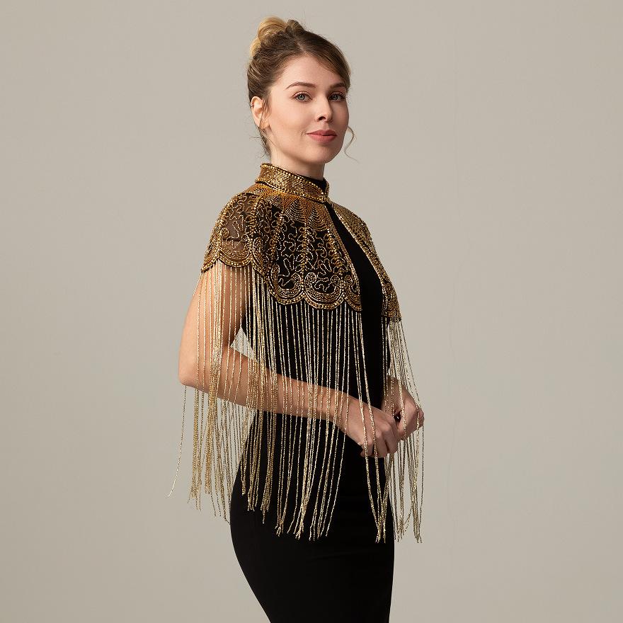 Indian Heavy Industry Beaded Shawl High-end Ball Party Handmade Beaded Long Fringed Versatile Evening Dress Cape