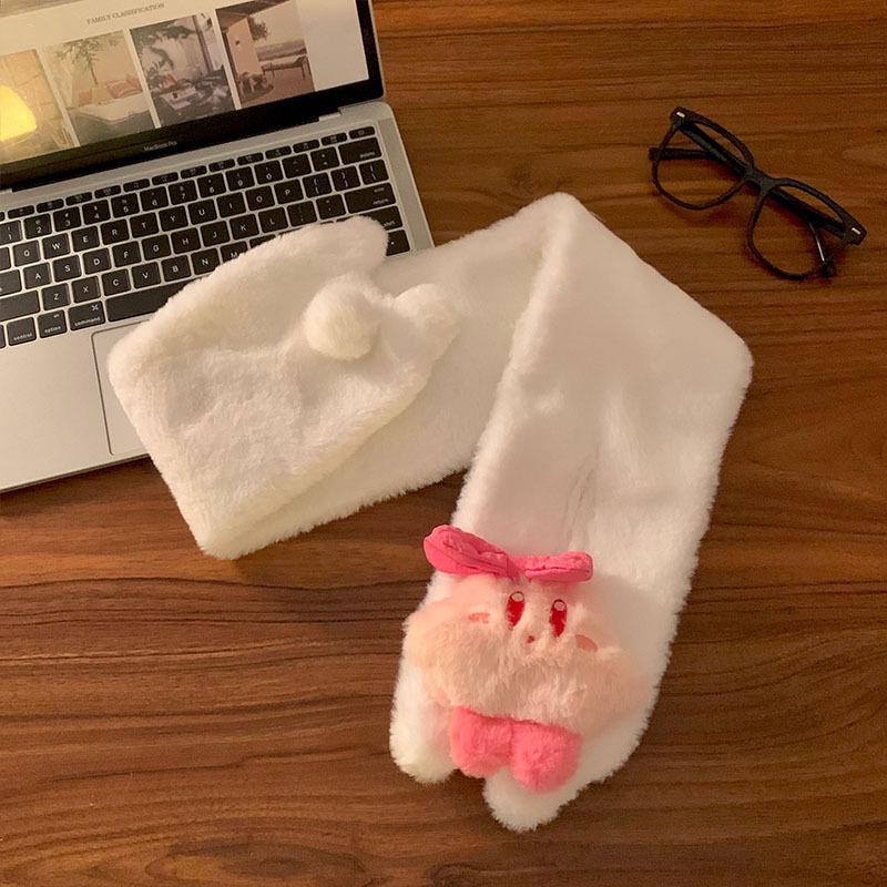 Cute bow stars plush gloves girls autumn and winter all-inclusive plush warm neck protection scarf One size fits all