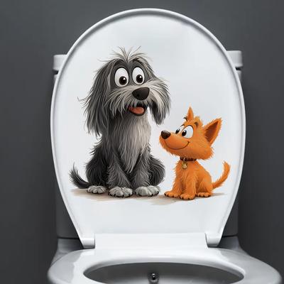 Verspieltes Welpen Toiletten- und Wandsticker-Set Selbstklebende Abnehmbare Aufkleber für Badezimmer WC Dekoration