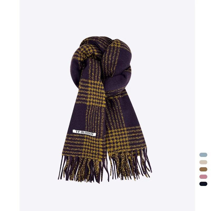Korean Sea Salt Blue White Retro British Plaid Scarf Women's Shawl New Autumn and Winter Couple Warm Scarf