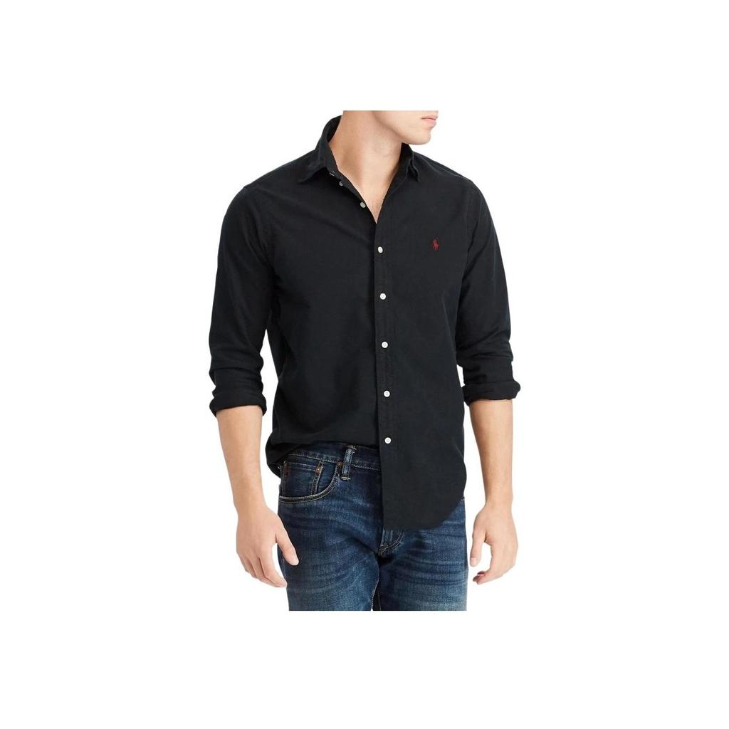 Polo Ralph Lauren Solid Color Single-Breasted Loose Long Sleeve Shirt Men shirts Black 710928252-009