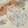 2Pcs Hollow Out Rabbit Panties Bow Mesh Ruffle Panties Sweet Lace Up Briefs Women  Lady