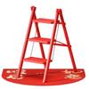 Red Household Multifunctional Four-Step A-Frame Folding Ladder - Ideal Housewarming Gift