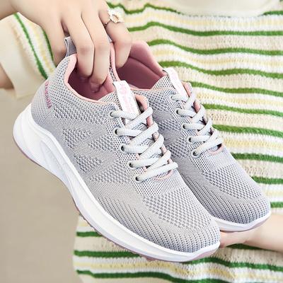 Buty Damskie Wiosna Nowe Oddychające Siateczkowe Buty do Biegania Damskie Płaskie Lekkie z Miękką Podeszwą Buty Sportowe Damskie