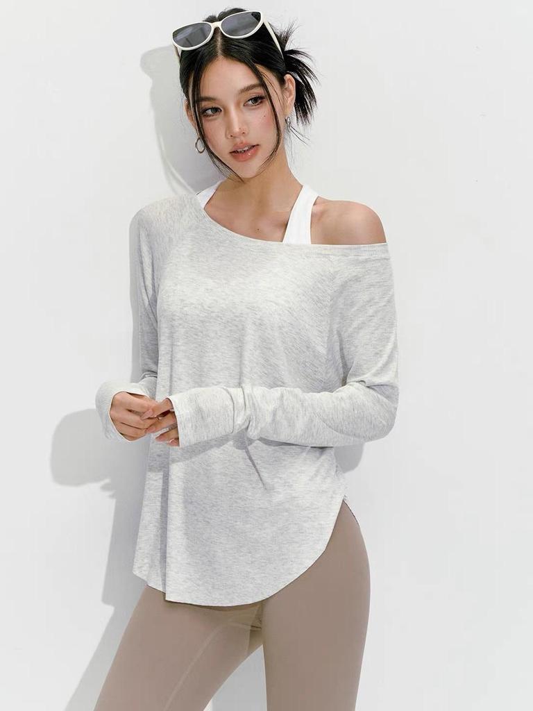 Women's Long Sleeve Ribbed Yoga Top - Autumn/Winter Collection, Slim Fit, Nude Feeling, Perfect for Pilates & Outdoor Sportswear