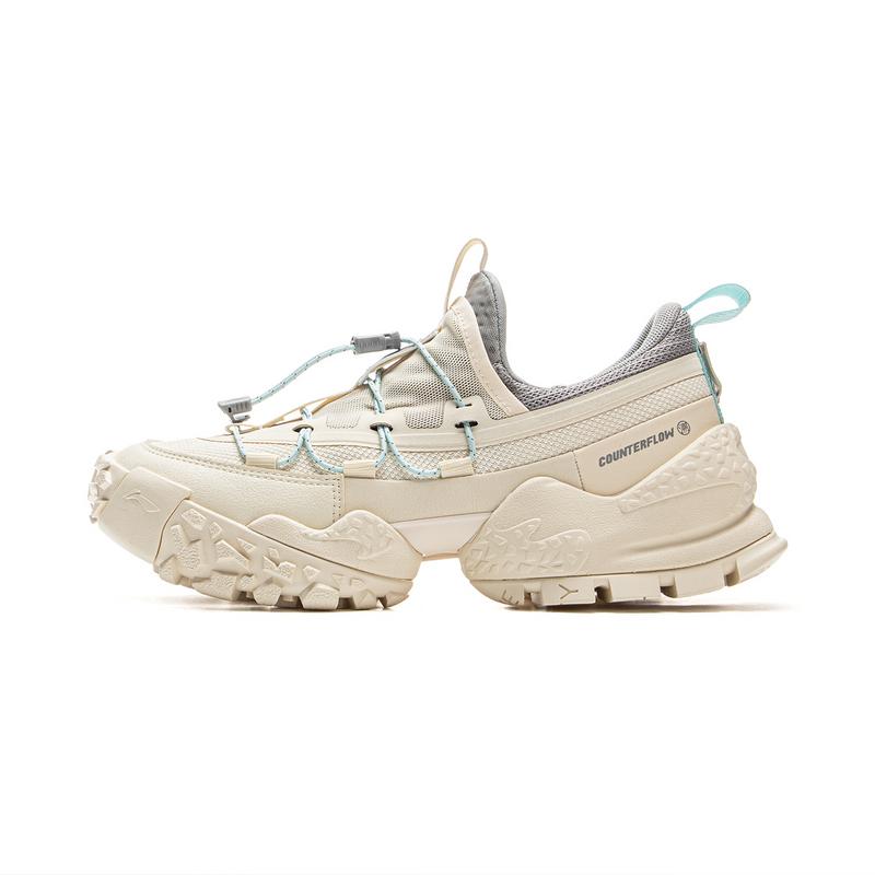 new LiNing CF Tracing, Forest Environment Low Top Hiking Shoes Women's Beige Gray