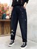 Plus Size Women’s Elastic Waist Embroidered Harem Jeans