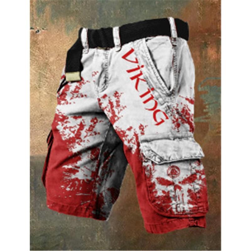 Men's Summer New Style European And American Style Halloween 3D Digital Printing Exaggerated Shorts Zipper Strange Pants