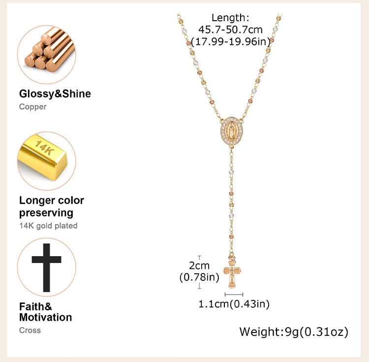 Jungfrau Maria/Hl. Benedikt Rosenkranz Halskette für Frauen, Unsere Liebe Frau von Guadalupe Jesus Kreuz Y Halskette Christlicher Schmuck