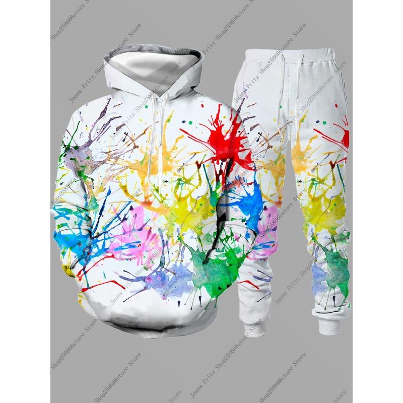 Hoodies Set Pizza Food Print Men Hoodies/Tracksuit Fashion Autumn Winter Clothing Suit Casual Long Sleeve Jogging Suits